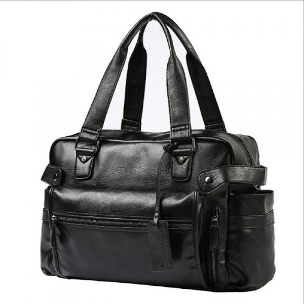 Three-box Brand PU Leather Men's Handbag Casual Hi...