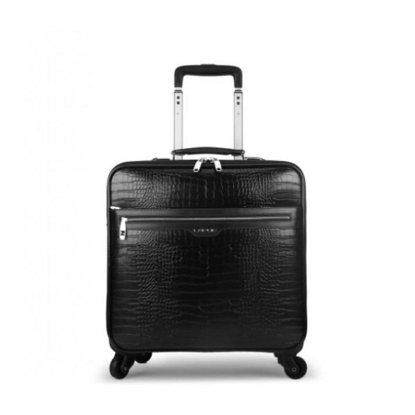 travel luggage spinner leather trolley suitcases w...